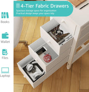 View 40 Inch Small White Desk with Fabric Drawers, Compact Computer Writing Desk for Home Office, Bedroom and Study image 6
