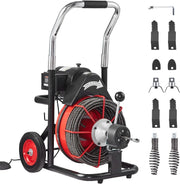 View Drain Cleaner Machine 100FT x 1/2 Inch, Auto Feed Sewer Snake Auger on Wheels, 550W Portable Drain Cleaning Machine with 8 Cutters & Air-activated Foot Switch for 2" to 4" Pipes image 1