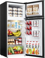View 3.2 Cu. Ft. 2-Door Mini Fridge with Freezer, Compact Refrigerator, Silver image 5