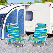 View COSTWAY Silla Plegable de Playa, Tumbona con 5 Posiciones, Portavasos, Bolsillos de Almacenamiento, Correas de Hombro, Soporte para Toallas, Almohada, image 2