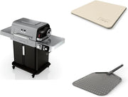 View 5-in-1 Electric and Propane Grill, 3-Burner Outdoor BBQ Grill and Smoker with Digital Controls, Griddle and Pizza Maker, Stainless Steel image 1