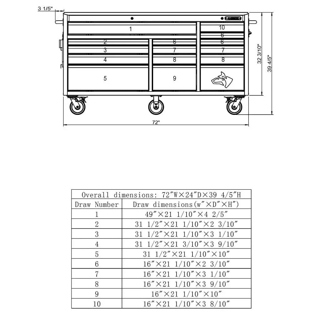 72-Inch W x 24-Inch D 15-Drawer Mobile Workbench with Stainless Steel Top and Dual Locks, Red