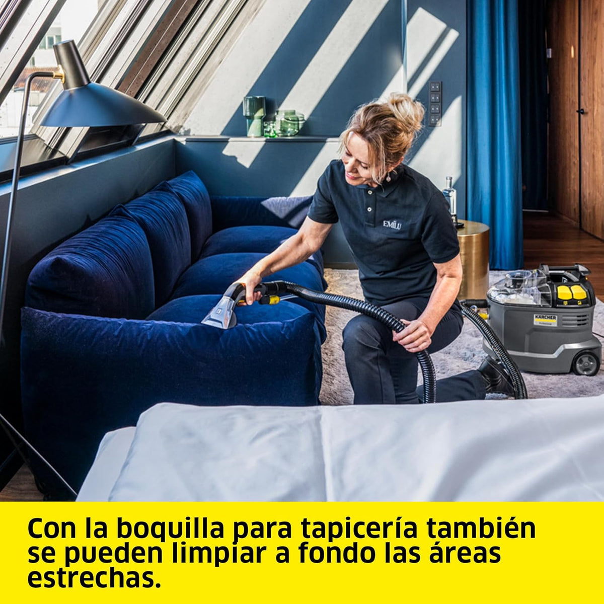 Kärcher Lava-aspiradora Puzzi 8/1, para tapicerías y superficies textiles, depósito: 8 l, caudal de pulverización: 1 l/min, superficie: 12-18 m²/h,