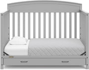 View 5-in-1 Convertible Baby Bed with Storage Drawers, White, Converts to Toddler Bed, Daybed and Full-Size Bed image 4
