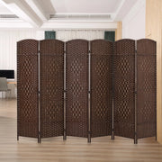 View 6 FT Tall Woven Fiber Room Divider, Freestanding Folding Privacy Screen image 5