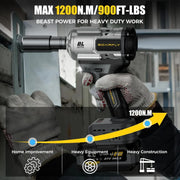 View Cordless Impact Wrench, 1200Nm(900ft-lbs) High Torque 1/2'' Impact Wrench, 21V Brushless Electric Impact Gun with 2Pcs 4.0Ah Batteries, 1 Hour Fast Charger, 5 Sockets, Power Impact Driver for Car Home image 3