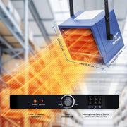 View Electric Garage Heater, 7500-Watt Digital Fan-Forced Ceiling Mount Shop Heater with Full-Function Remote, 240-Volt Hardwired 12-Hour Timer, Ideal for Workshop Blue image 2