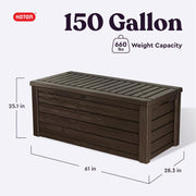 View 150 Gallon Outdoor Deck Box with Bench Seat, Large Storage Container for Patio, Garden, Yard and Pool Area image 2