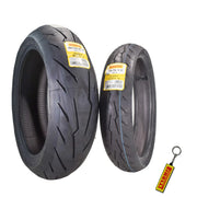 View Motorcycle Tires Set – Front 110/70ZR17 & Rear 190/55ZR17 with Bonus Keychain image 1