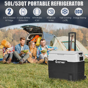 View Costway 53 qt Wheeled Corded Electric Dual-Zone Portable Car Refrigerator, White image 2