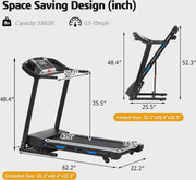 View 3.5HP Folding Treadmill with 15% Auto Incline 12 Preset Programs for Running Walking Exercise, 330LB Capacity, Double Running Board Shock... image 4