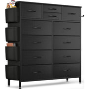 View 12 Drawer Fabric Dresser, Tall Bedroom Chest of Drawers with Storage image 3