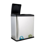 View 60L 2 Compartment Stainless Steel Recycling Bin, Dual Section Trash Sorter Container for Kitchen, Home & Office image 2