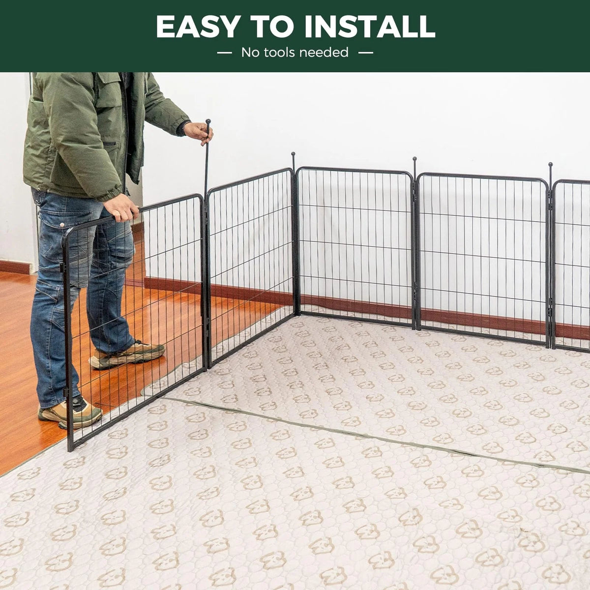 32" Dog Playpen for Small Dogs, Portable Indoor Outdoor Pet Exercise Pen for Puppies and Small Pets