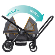 View 2-in-1 All-Terrain Baby Stroller Wagon with Canopy and Storage - Gray image 1
