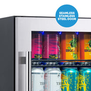 View Newair 15 Dual Zone Beverage Cooler with Removable Beech Wood Shelves, Stainless Steel image 4