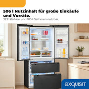 View Exquisit Frenchdoor Kühl-Gefrierkombination | 506 l Nutzinhalt, Energieklasse E, 41 dB, No Frost Kühlen & Gefrieren, Schnellgefrieren, Wasserspender, image 5