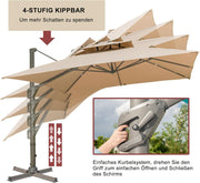 View LKINBO Sonnenschirm 300 x 400 cm Rechteckig mit Ständer und Kurbel, Groß Ampelschirm Terrassenschirm 360°Drehbar Parasol Windfest Gartenschirm image 4