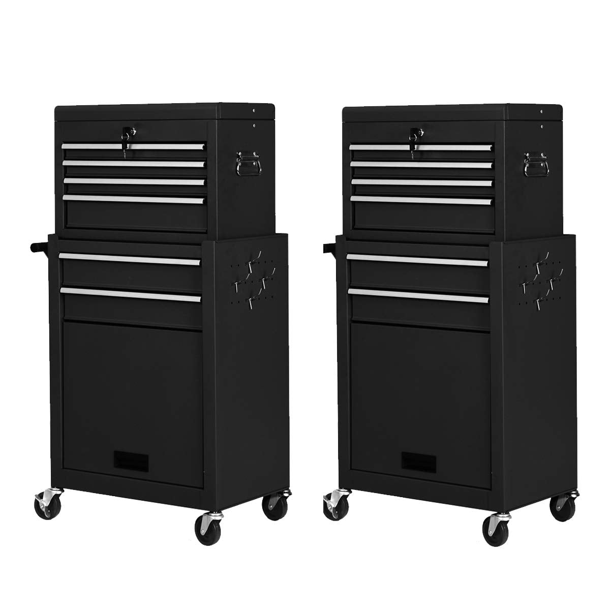 2-Piece 6-Drawer Rolling Tool Chest – Toolbox Set of 2