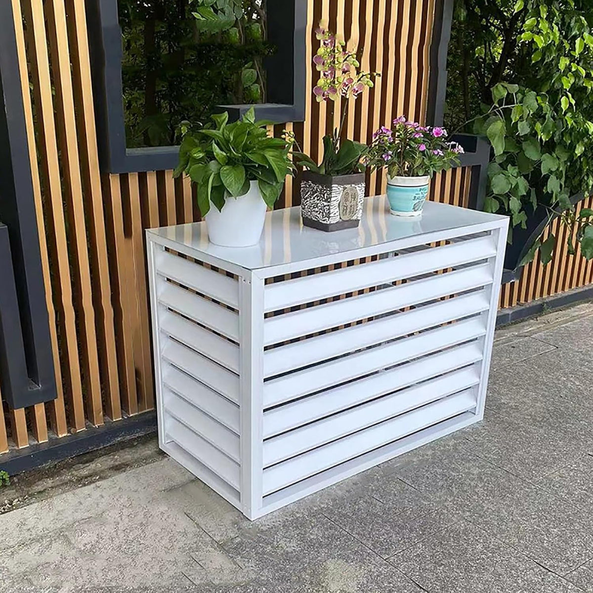 Cubierta De Aire Acondicionado Exterior,Cubre Aire Acondicionado Aluminio,Paneles De Valla De Privacidad Al Aire Libre,Rejillas Protectoras Para