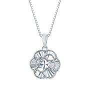 View Diamond Cut Floral Pendant in White Gold image 1