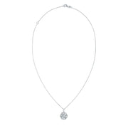 View Diamond Cut Floral Pendant in White Gold image 3