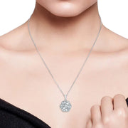 View Diamond Cut Floral Pendant in White Gold image 4