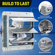 View 12 Inch Wall Mounted Exhaust Fan with Thermostat, High Velocity Ventilation Fan for Garage, Workshop and Home Ventilation image 5