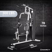 View 150-Lb. Weight Stack Home Gym with Dual-Function Arm Press and Leg Developer, Black/White image 2