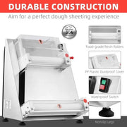 View Commercial Pizza Dough Roller Sheeter, Max 16, Automatic 370W Electric Pizza Dough Roller, Stainless Steel, Suitable for Noodle, Pizza Bread and Pasta Maker Equipment image 4