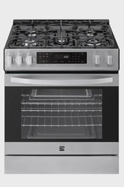 View Kenmore 22-76853 5.6 cu. ft. Front-Control 5 Burner True Convection Gas Range with Oven, Large Window, Three Oven Racks, Dishwasher Safe Cast Iron... image 2