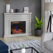View 52" Shiplap Wall Fireplace Mantel, Modern Electric Fireplace with 3D Flame Effect Insert for Home Decor image 6