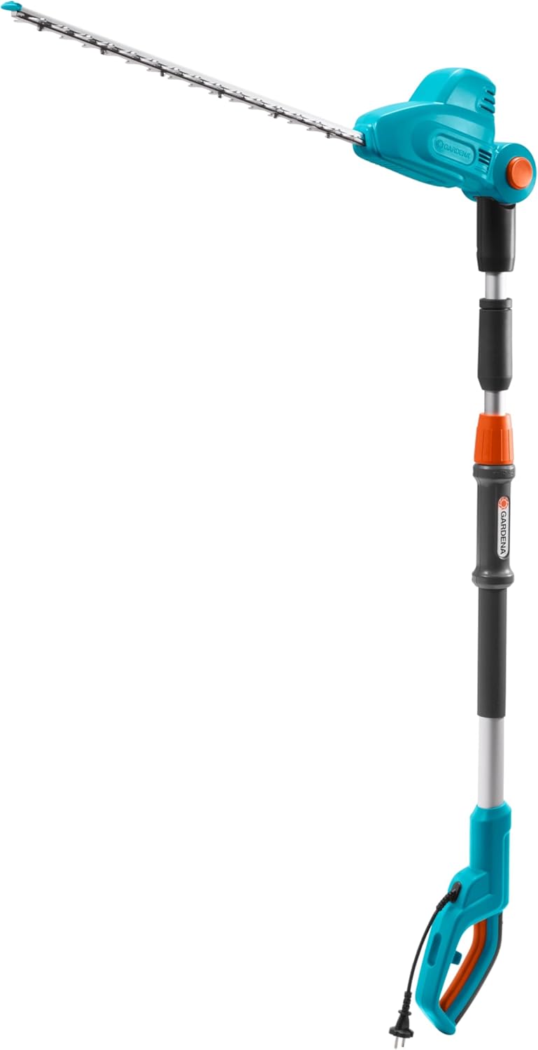 Gardena Teleskop-Heckenschere THS 500/48: Heckenschere mit 500 W, 3,5 m Reichweite, abwinkelbarer Kopf und Teleskopstiel, 48 cm Messerlnge,