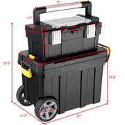 View 2-in-1 Rolling Toolbox, Portable Plastic Tool Organizer and Storage Box Set image 3