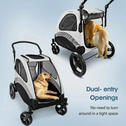 View Foldable Pet Stroller for Large or 2 Dogs Cats Jogger Wagon with 4 Wheels image 2