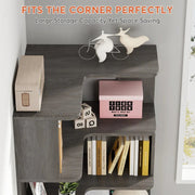 View 64.9 Inch Tall 6-Tier Corner Bookshelf, Freestanding Wood Industrial Bookcase image 6