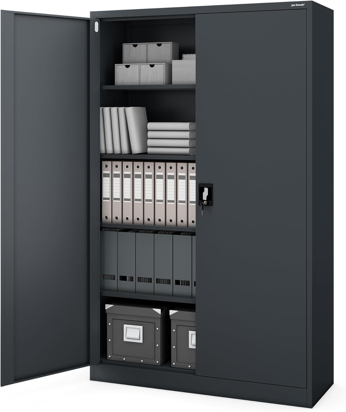 Jan Nowak Metallschrank Jan II 185 x 115 x 40 cm - Aktenschrank abschließbar mit 2 Türen, Mehrzweckschrank mit 5 Ebenen, Büroschrank aus Stahlschrank