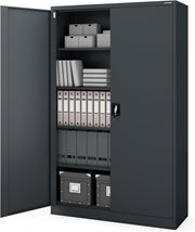 View Jan Nowak Metallschrank Jan II 185 x 115 x 40 cm - Aktenschrank abschließbar mit 2 Türen, Mehrzweckschrank mit 5 Ebenen, Büroschrank aus Stahlschrank image 4