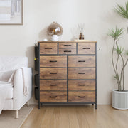 View 12 Drawer Fabric Dresser, Tall Bedroom Chest of Drawers with Storage image 4