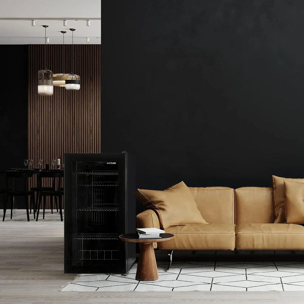 °CUBES Getränkekühlschrank 90L mit Glastür & 4 variablen Ablagen | Kompakter Flaschenkühlschrank, perfekt für zu Hause, Büro, Partys & Gastro |