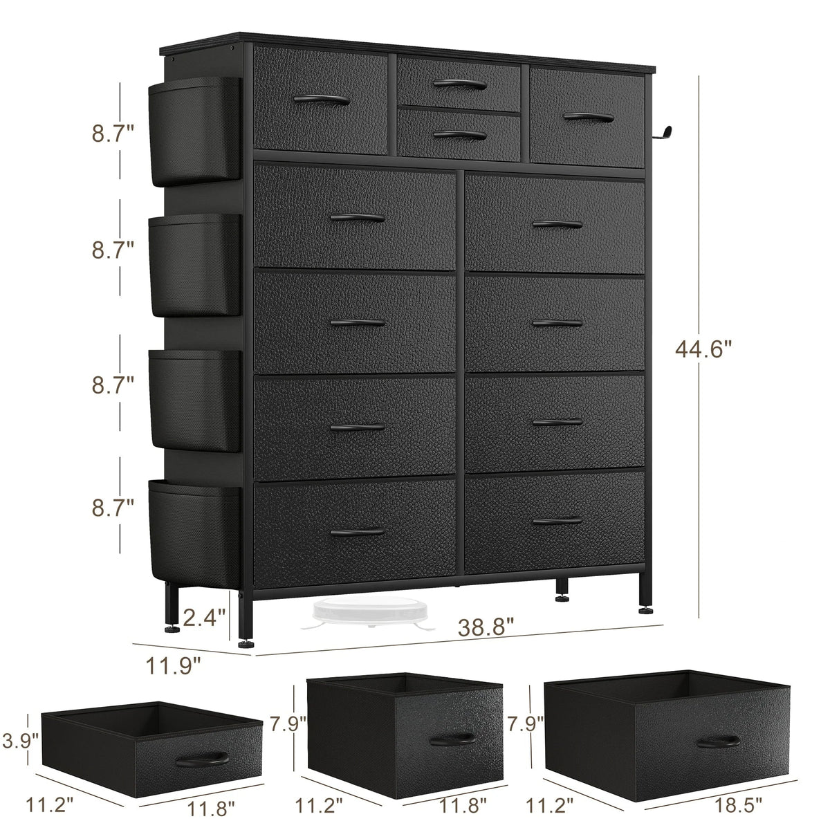 12 Drawer Fabric Dresser, Tall Bedroom Chest of Drawers with Storage