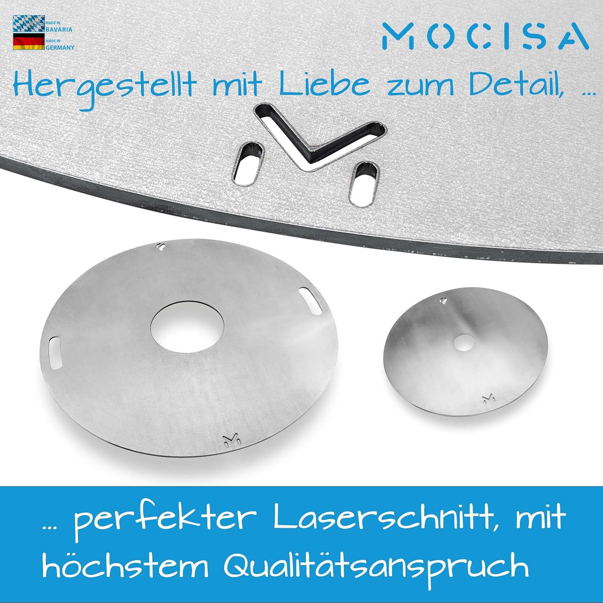 Universal BBQ Grillplatte 100 cm | Feuerplatte | Fassgrill | Kugelgrill | 100 cm Stahl blank Stärke 6mm | Made in Bavaria | Plancha | Feuerring |