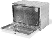 View 36 Inch Heavy Duty Aluminum Diamond Plate Tool Underbody Box, Waterproof Square Truck Storage Organizer Chest for Pick Up Truck Bed, RV Trailer with T-Handle Lock and Keys - Black image 3
