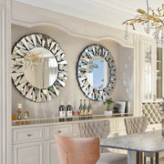 View 32 Inch Round Decorative Wall Mirror, Glass Accent Mirror for Home Decor image 4