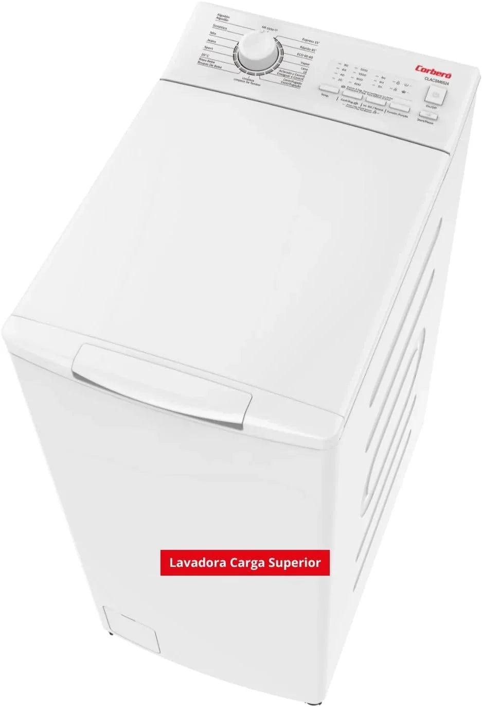 Corberó - Lavadora Carga Superior 6.5kg| CLACSM6524 | 1200 RPM | 16 Programas, Función Vapor, ECO, limpieza tambor| Inicio Diferido| Lavado Rápido |