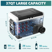 View EUHOMY 12 Volt Refrigerator, 37QT(35L) Electric Cooler, Portable Freezer 12V/24V DC 110-240V AC, 12V Fridge -4--~68--, 12V Cooler with Wheels & 2 Baskets for Travel, Truck, Boat, Camping image 4