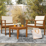 View Patio Furniture 4 Piece Outdoor Acacia Wood Patio Conversation Sofa Set with Table & Cushions Porch Furniture for Deck, Balcony, Backyard image 2