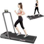 View 2 in 1 Walking Pad Treadmill, Foldable Treadmills with Handle Bar, 2.5HP Portable Folding Treadmill with Remote Control, Under Desk Treadmill for... image 1