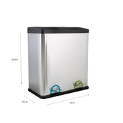 View 60L 2 Compartment Stainless Steel Recycling Bin, Dual Section Trash Sorter Container for Kitchen, Home & Office image 4