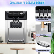 View 2200W 3-Flavor Soft Serve Ice Cream Machine, 5.3–7.4 Gal/Hr, LCD Touch Screen, Automatic Cleaning image 5